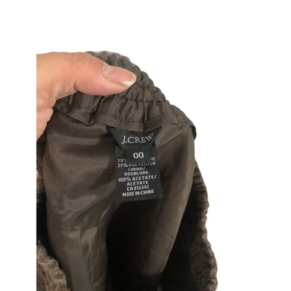 J Crew Brown Chevron Wool Blend Leather Trim Pockets Skirt Size 0 - Picture 5 of 7